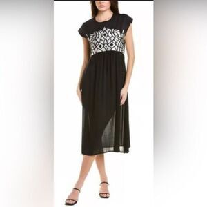 NWT Bl^nk London Anthropologie Women’s Elegant Black Gray Geometric Dress Size S